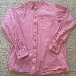 Ariat Men’s Pink Long-Sleeve Button-Down Casual Shirt